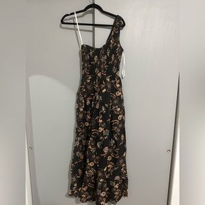 Charlie Holiday Black Floral One Shoulder Dress